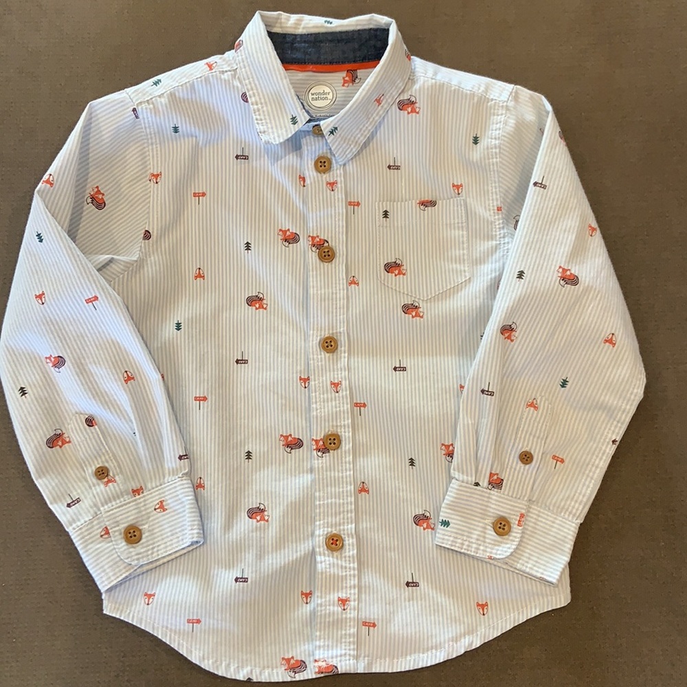 Stripes and Foxes Long Sleeved Button Down Shirt